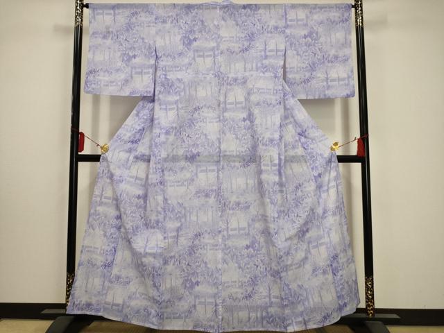 平和屋着物＊夏物　小紋　絽　風景文　洗える着物　AABA5567sx