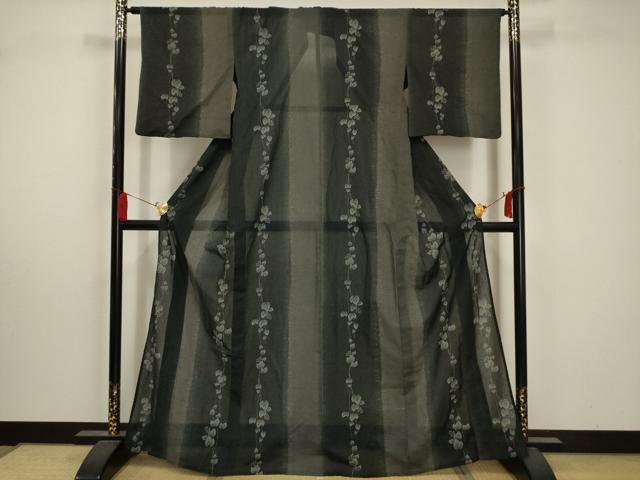 平和屋着物＊夏物　小紋　紗　南天文　洗える着物　AABA5599sx