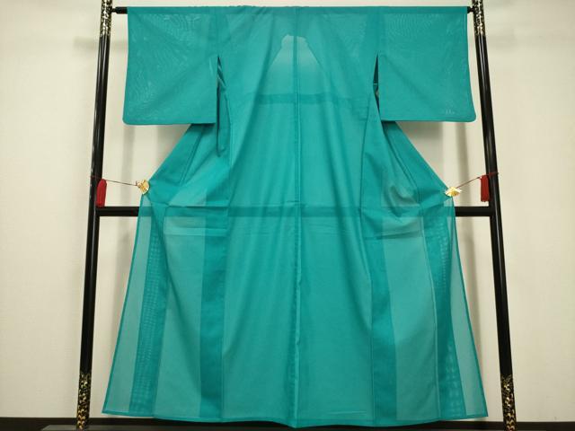 平和屋着物＊夏物　色無地　絽　浅葱色　洗える着物　AABA5615sx