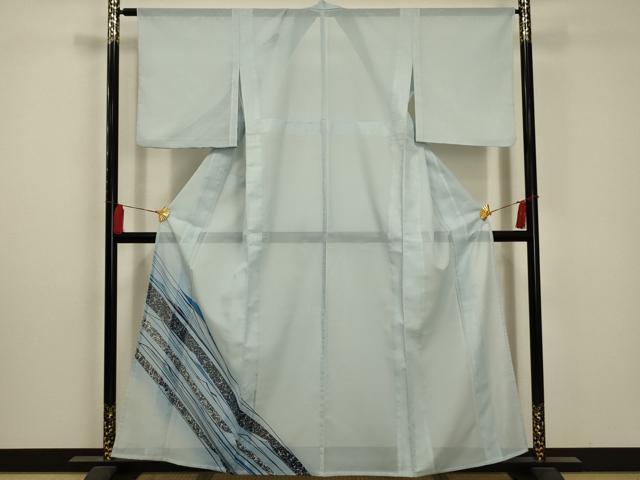 平和屋着物＊夏物　訪問着　絽　斜縞　洗える着物　AABA5618sx