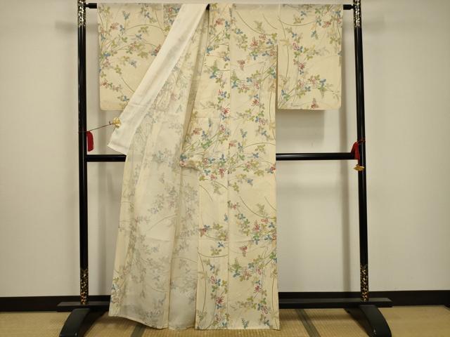 平和屋着物＊夏物　小紋　絽　草花丸文　洗える着物　CABB2172ze 平和屋着物＊夏物 小紋 絽 草花丸文 洗える着物 CABB2172ze