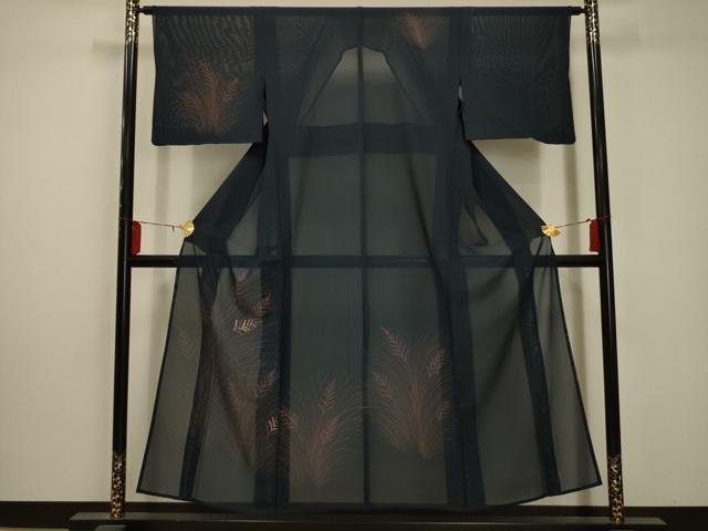 平和屋着物＊夏物　訪問着　絽　枝葉文　正絹　逸品　AABA5656sx