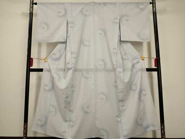 平和屋着物＊夏物　小紋　絽　雪輪舞蝶文　洗える着物　AABA5658sx