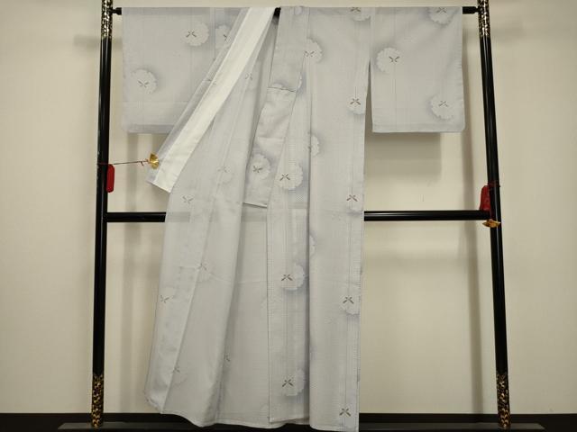平和屋着物＊夏物　小紋　絽　雪輪舞蝶文　洗える着物　AABA5658sx_1