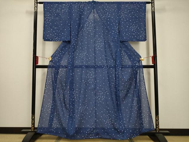 平和屋着物＊夏物　小紋　絽　流水扇面文　洗える着物　AABA5661sx