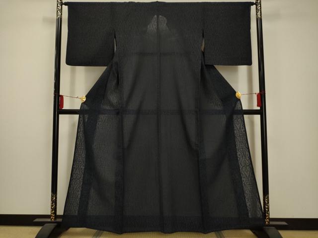 平和屋着物＊夏物　小紋　紗　幾何学文様　洗える着物　AABA5665sx