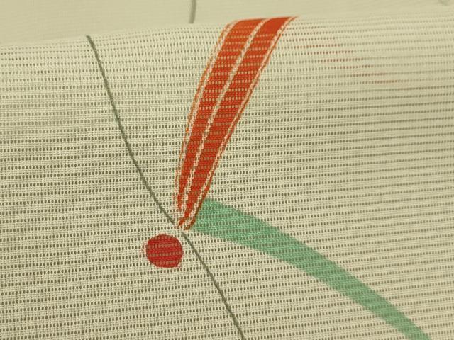 平和屋着物＊夏物　小紋　絽　枝葉文　洗える着物　AABA5677sx