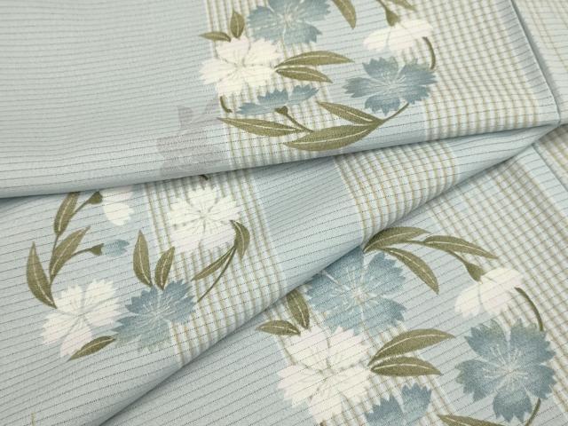 平和屋着物＊夏物　小紋　絽　花丸文　洗える着物　AABA5678sx