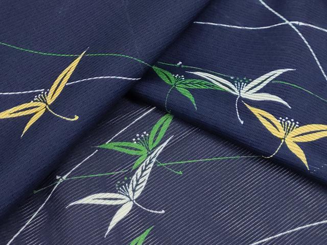 平和屋着物＊夏物　小紋　絽　草花文　洗える着物　AABA5693sx