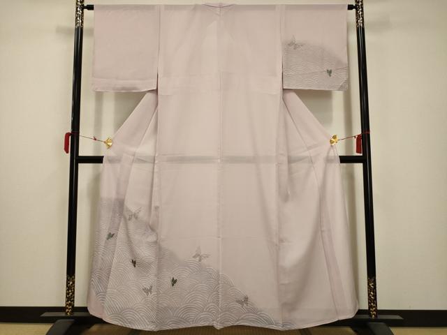 平和屋着物＊夏物　訪問着　絽　立波舞蝶文　洗える着物　AABA5716sx