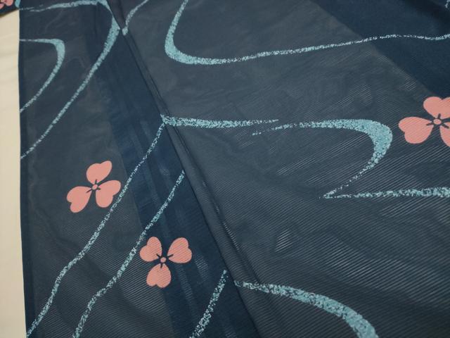 平和屋着物＊夏物　小紋　絽　流水花文　洗える着物　AABA5739sx_3
