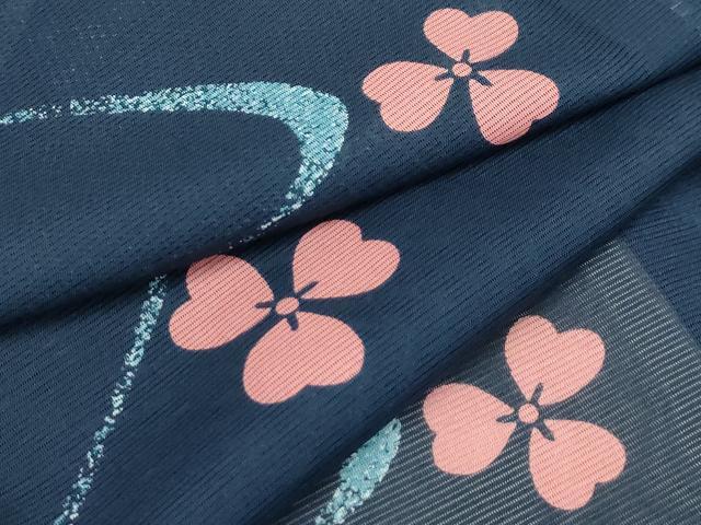 平和屋着物＊夏物　小紋　絽　流水花文　洗える着物　AABA5739sx