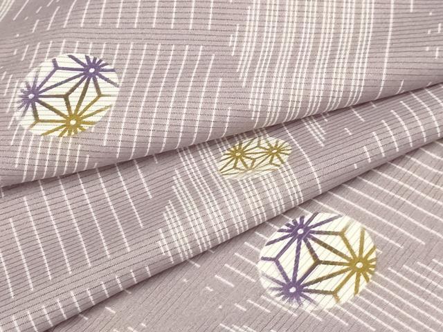 平和屋着物＊夏物　小紋　絽　麻の葉文様　洗える着物　AABA5745sx