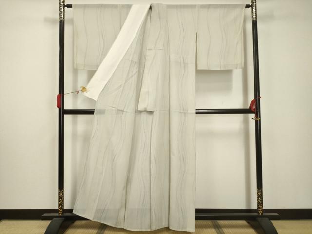 平和屋着物＊夏物　結城紬　夏結城　流水文　正絹　逸品　AABA5755sx
