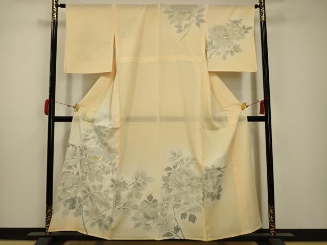 平和屋着物＊夏物　訪問着　絽　刺繍　枝花文　金糸　銀彩　正絹　逸品　AABA5762sx