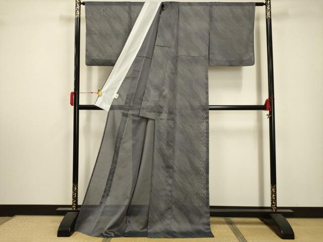 平和屋着物＊夏物　小紋　紗　霞文　ロング丈　正絹　逸品　AABA5777sx_2