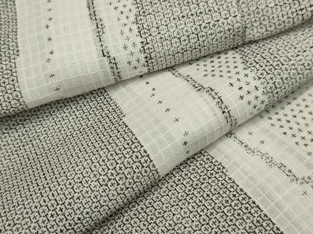 平和屋着物＊夏物　小紋　紗　紅梅織　よろけ縞　AABA5791sx