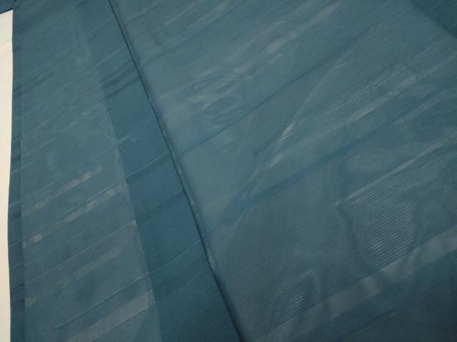 平和屋着物＊夏物 色無地 絽 横段紋紗 藍色 正絹 逸品