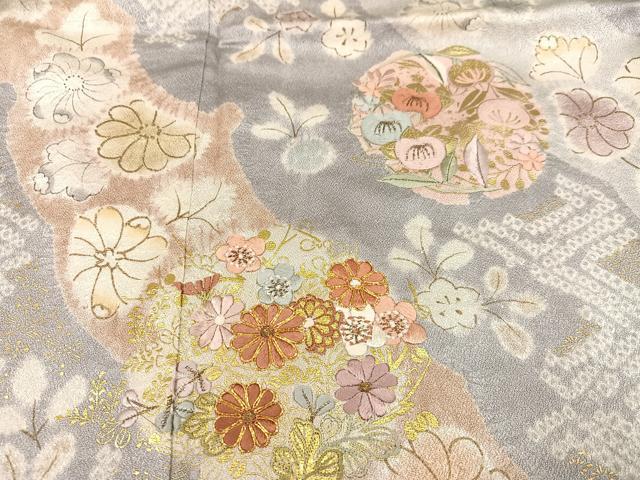 平和屋着物●創業460年・千總　訪問着　駒刺繍　絞り　雪輪花文　金彩　正絹　逸品　AABA6448ph 平和屋着物○創業460年・千總 訪問着 駒刺繍 絞り 雪輪花