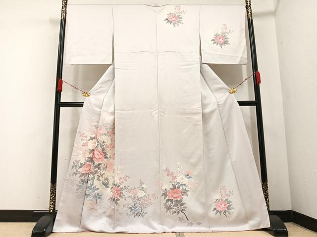 平和屋着物●訪問着　友禅　枝花文　暈し染め　正絹　逸品　AABA6455ph