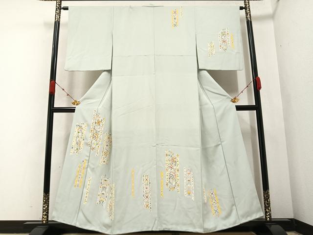 平和屋着物●創業460年・千總　訪問着　駒刺繍　更紗花文　金彩　高島屋扱い　正絹　逸品　AABA6460ph