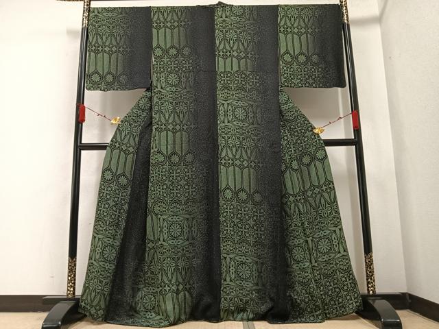 平和屋着物○上質な小紋 花尽くし文 黒地 正絹 逸品 未使用 AABA6464ph