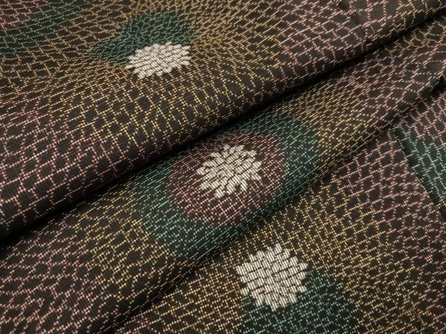 平和屋着物●本場大島紬　一元7マルキ　総絣　花づくし　正絹　逸品　AABA6476ph