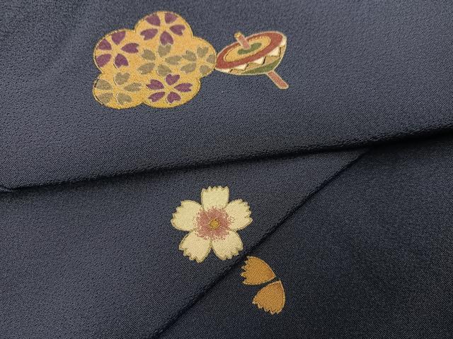 平和屋着物●上質な小紋　梅　桜　独楽　金彩　正絹　逸品　AABA6477ph 平和屋着物○上質な小紋 梅 桜 独楽 金彩 正絹 逸品 AABA6477ph