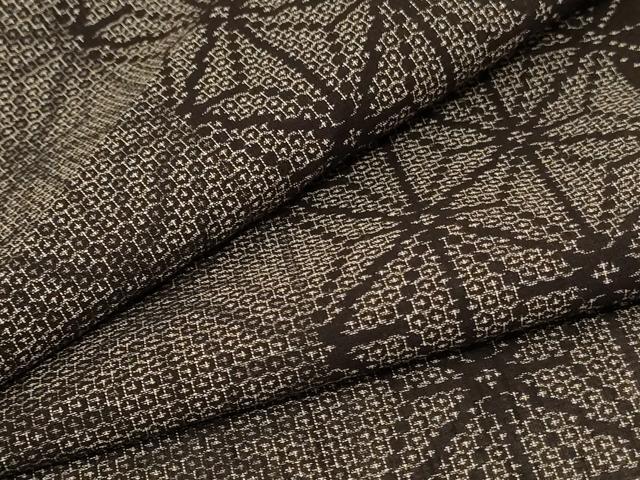 平和屋着物＊夏物　結城紬　夏結城　100亀甲　麻の葉文様　正絹　逸品　AABA6489jd