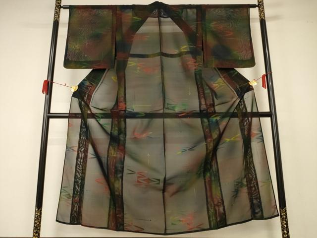 平和屋着物＊夏物 小紋 紗 幾何学文様 正絹 逸品 未使用 AABA6494jd 小紋