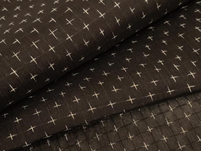 平和屋着物＊夏物　紗紬　十字絣文様　正絹　逸品　AABA6497jd