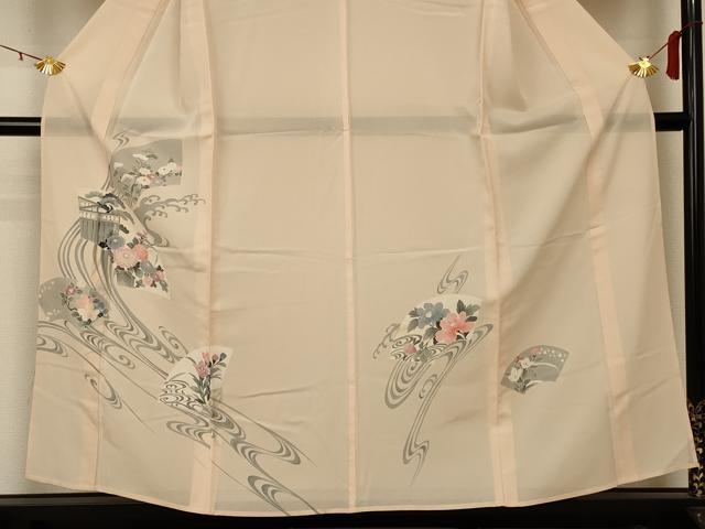 平和屋着物＊夏物　訪問着　絽　流水扇面花文　やまと誂製　正絹　逸品　AABA6498jd 平和屋着物＊夏物 訪問着 絽 流水扇面花文 やまと誂製 正絹 逸品