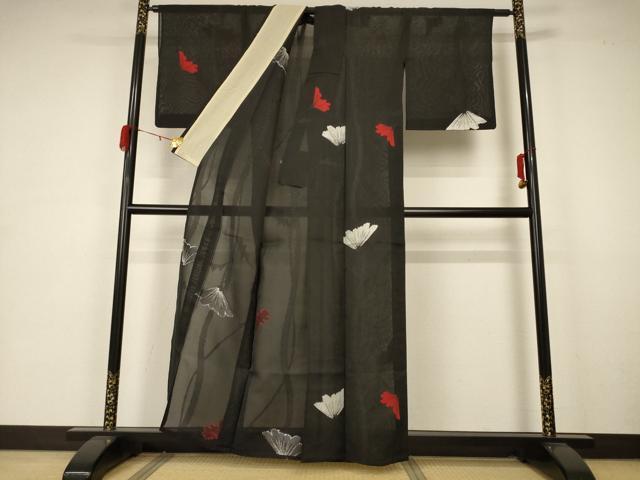 平和屋着物＊夏物 小紋 紗 舞花文 銀糸 正絹 逸品 AABA6500jdの通販は