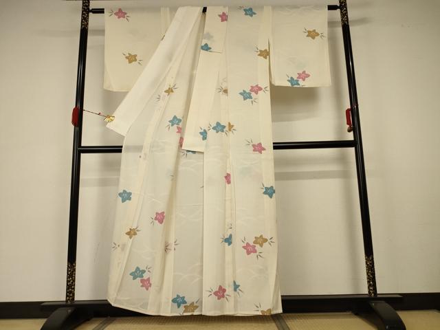 平和屋着物＊夏物　小紋　絽　芝楓文　正絹　逸品　AABA6502jd_2
