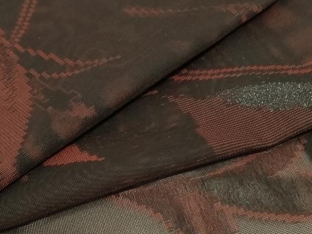 平和屋着物＊夏物　小紋　紗　枝葉文　銀糸　正絹　逸品　AABA6508jd