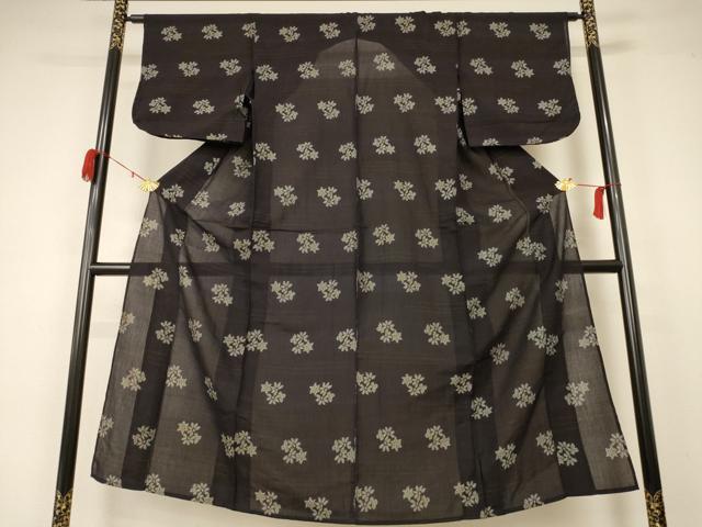 平和屋着物＊夏物　アンティーク　大正ロマン　紗紬　草花文　正絹　逸品　AABA6513jd_1