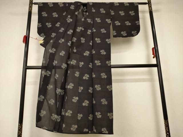 平和屋着物＊夏物　アンティーク　大正ロマン　紗紬　草花文　正絹　逸品　AABA6513jd_2