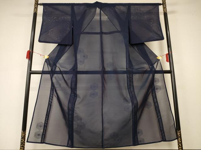 平和屋着物＊夏物　小紋　紗　亀甲文　正絹　逸品　AABA6518jd_1