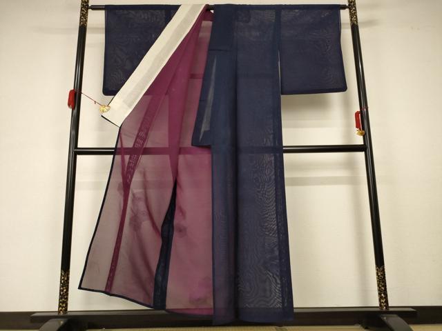 平和屋着物＊夏物　小紋　紗　亀甲文　正絹　逸品　AABA6518jd_2