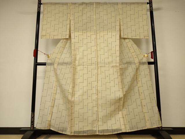 平和屋着物＊夏物 紗紬 十字絣 反端付き 正絹 逸品 AABA6545jd