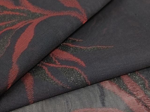 平和屋着物＊夏物　小紋　紗　枝葉文　銀糸　正絹　逸品　AABA6548jd