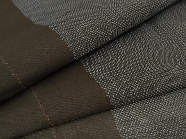 平和屋着物＊夏物　本場大島紬　夏大島　よろけ縞　ロング丈　正絹　逸品　AABA6553jd