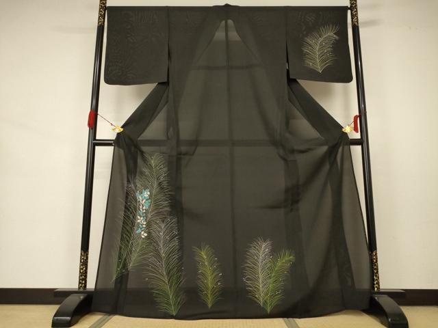 平和屋着物＊夏物　訪問着　絽　草花文　ロング丈　正絹　逸品　AABA6562jd