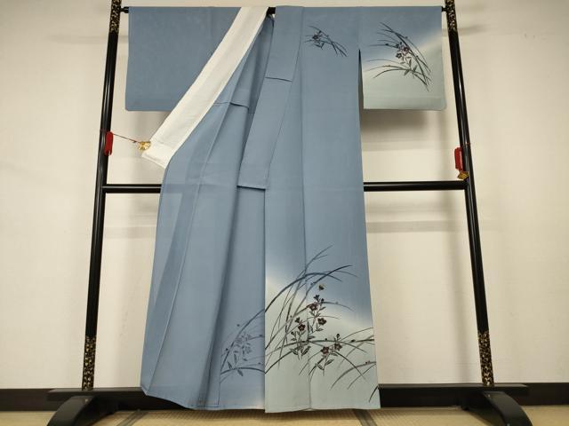 平和屋着物＊夏物 訪問着 絽 草花文 蛍 暈し染め 金彩 正絹