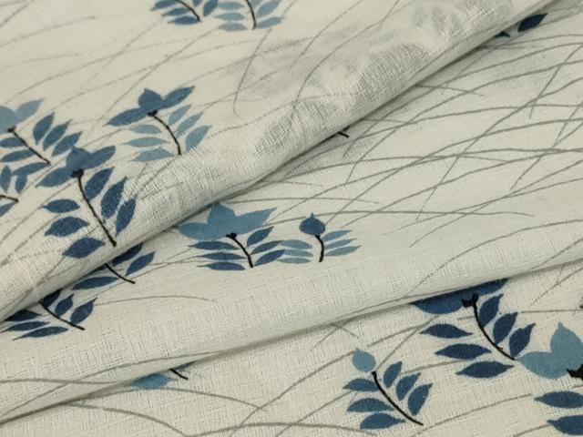 平和屋着物＊夏物　小紋　紗　草花文　AABA6565jd