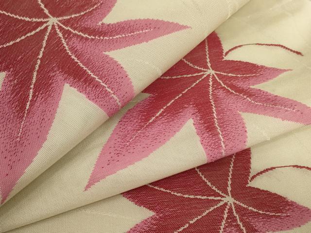 平和屋着物＊夏物　小紋　絽　刺繍　楓文　正絹　逸品　未使用　AABA6570jd