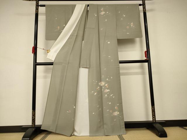 平和屋着物＊夏物　訪問着　絽　草花文　金彩　正絹　逸品　AABA6576jd_1