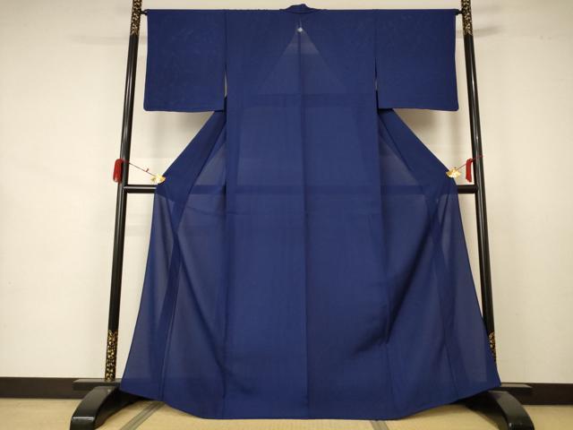 平和屋着物＊夏物　色無地　絽　留紺色　正絹　逸品　未使用　AABA6580jd