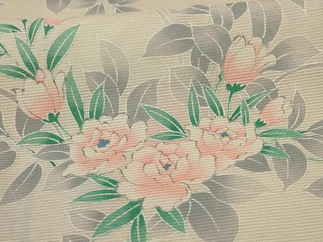 平和屋着物＊夏物　小紋　絽　草花文　正絹　逸品　AABA6592jd_5