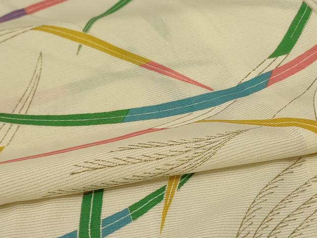 平和屋着物＊夏物　小紋　絽　枝葉文　正絹　逸品　AABA6601jd_4